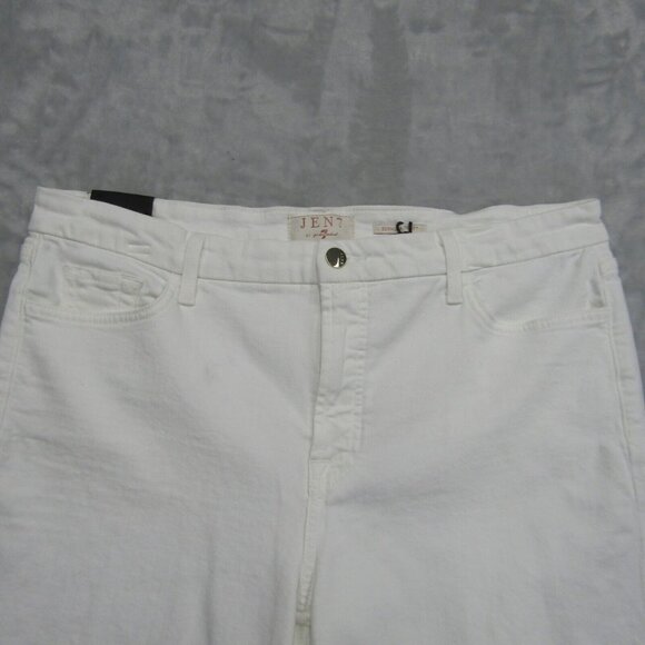 7 For All Mankind Jen 7 White Bermuda Denim Jean Shorts Size 16 New - Picture 3 of 11